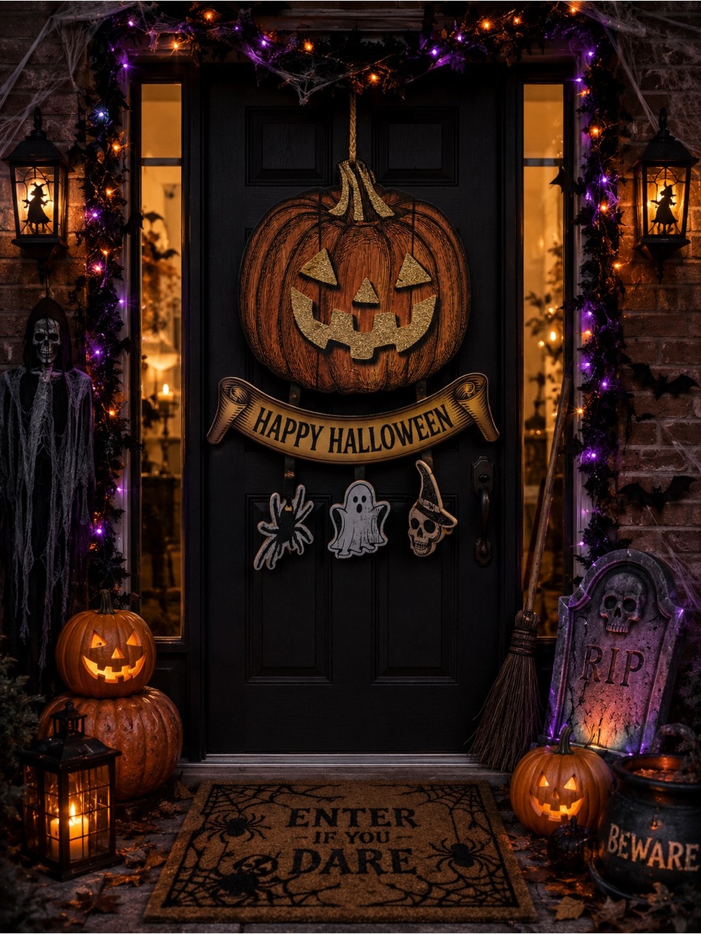 🎃New🎃Halloween Pumpkin Wooden Door Hanger (Medium Sized)